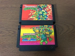 (Set of 2) Nintendo Famicom Teenage Mutant Ninja Turtles 1 2 Japan - Picture 1 of 4