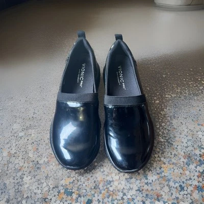 Удобные туфли-слипоны Vionic Pro Fiona черная лакированная кожа с захватом Vio 38 размер США 7 - Изображение 1 из 4