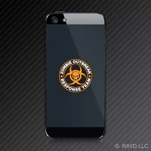 (2x) Orange Zombie Outbreak Response Team Cell Phone Sticker Apocalypse Mobile - Picture 1 of 1
