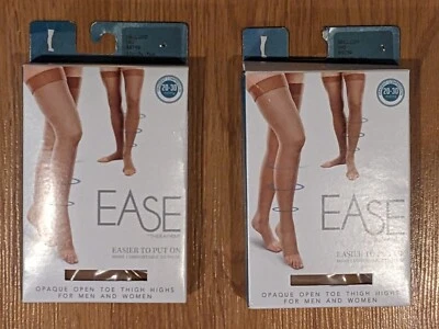 Lote de 2 Nuevos en Caja Thermafirm Facilidad Opaco Puntera Abierta Muslo Alto Arena 54710 - Pequeño Largo Foto 1 de 3