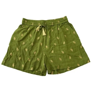NWT Boden Bembridge Short Gold Leaf Print Drawstring Waist Casual Green Women 4 - Picture 1 of 14