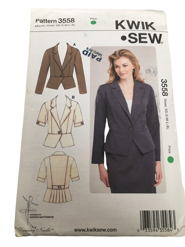 Kwik Sew Sewing Pattern 3558 Misses Jacket Blazer Work Career XS S M L ...