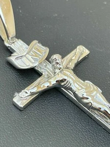Collar de cadena de cuerda con colgante de cruz de Jesús de plata de ley S925 para hombre y mujer - Imagen 1 de 11