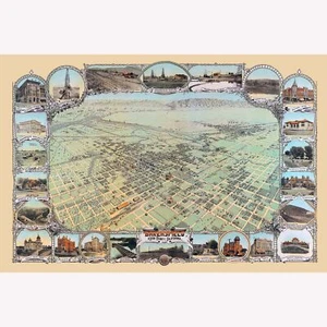 Bakersfield, condado de Kern, California. Mapa antiguo ojo de pájaro; 1901 - Imagen 1 de 11