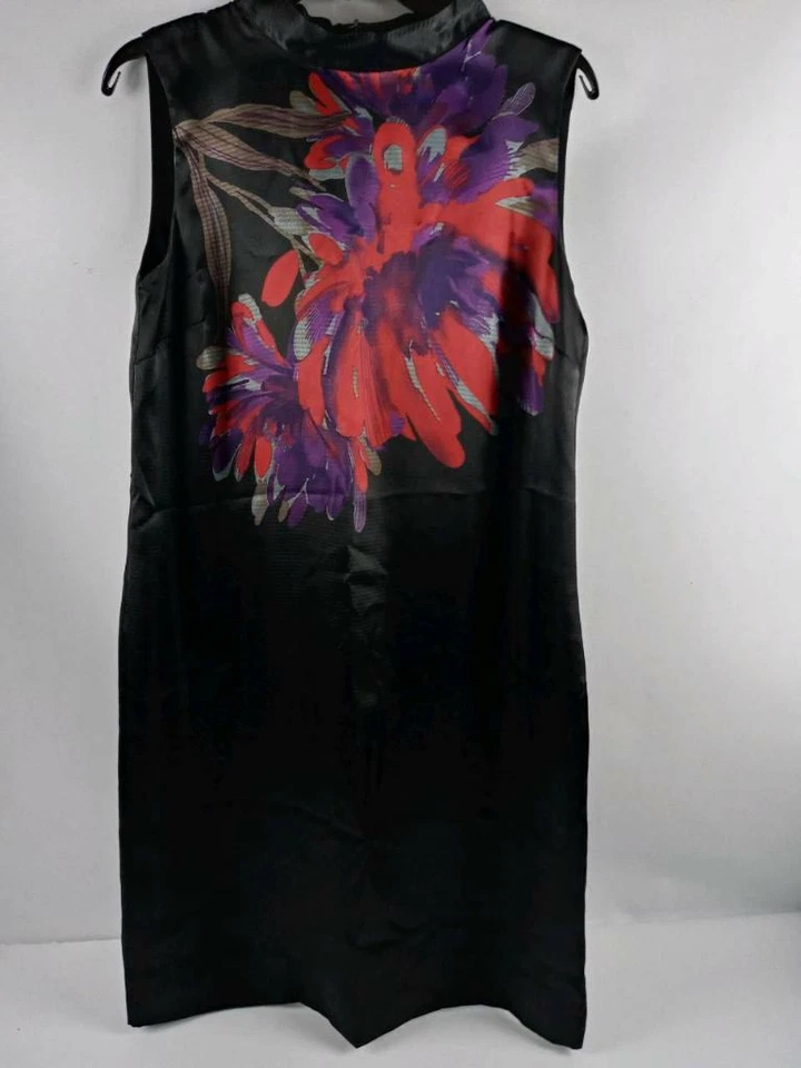 Vestido Apostrophe Feminino Tamanho 8 Preto Floral Sem Mangas Midi Gola Alta - Imagem 1 de 4