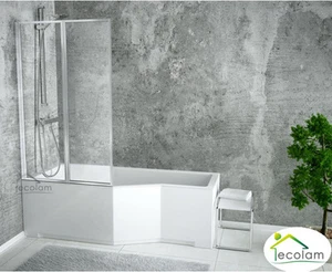 Badewanne Badewannenabtrennung 2A Glas Duschwand Eckwanne Rechteck 150x75 links - Bild 1 von 9