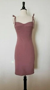 Urban Outfitters Dress New Size Medium Open Back Pink Mauve Tie Bodycon Cut - Picture 1 of 4