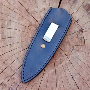 Cuchillo de cuero negro genuino funda daga doble hoja funda clip trasero x621 - Imagen 1 de 7