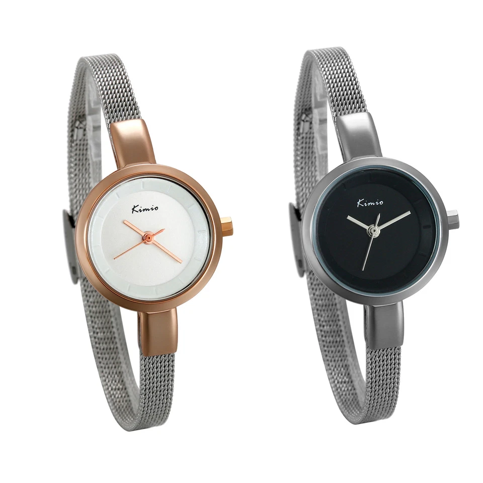 Womens Simple Slim Ultra Thin Mesh Band Bracelet Analog Quartz Charm Wrist Watch - Image 1 of 1