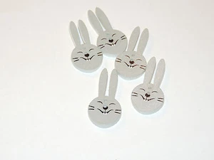 Rabbit wooden 2 hole button set of  6 - Picture 1 of 3