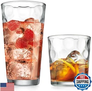Home Essentials Drinking Glasses Set of 16, 8 Highball Glasses -17 oz., 8 Roc - Picture 1 of 5