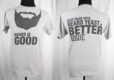 Rogue Ales Beard Beer American Wild Ale "Beard Is Good" S/S Gray T-Shirt M - Image 1 of 3