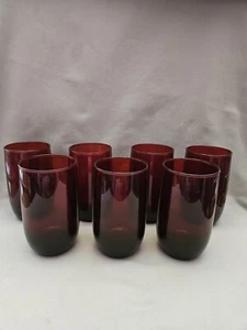 7 Anchor Hocking Royal Ruby Red Glasses, 4 3/8" tall Granny Core Ex Cond - Picture 1 of 3