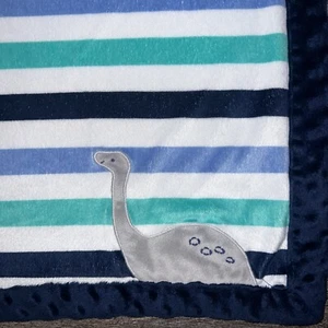 Child of Mine Blue Green Stripe Dinosaur Blanket - Picture 1 of 4