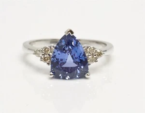 LGL Leer Gems Limited Simulated Blue Sapphire w/Natural Diamonds Ring 14K Gold - Picture 1 of 11