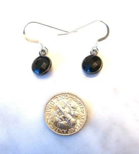 Black Quartz Drop Sterling Silver SS Earrings - Picture 1 of 2