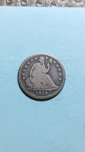 1839 No Drapery Seated Silver Half Dime VG                                  Y505 - Picture 1 of 2