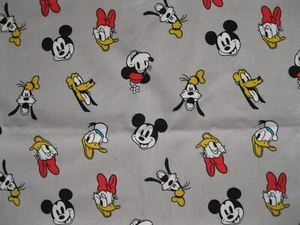 Disney Mickey & Friends Quilt Fabric 1 yd Cotton Gray Minnie Goofy Donald Daffy - Picture 1 of 6