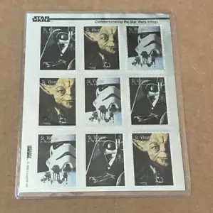 Star Wars Stamp Set of 9 St. Vincent 1995 Limited Edition Sealed & Certificate - Picture 1 of 2