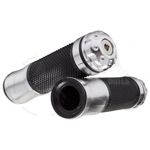 Manillar 22mm Izquierdo Derecho CNC Sombra Empuñadura 7/8" Extremo Universal Empuñadura Plateada - Imagen 1 de 3