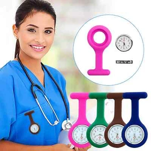 Silicon Nurse Watch Tunic Quartz Fob Pocket Brooch Washable Hand Christmas Gift - Picture 1 of 30