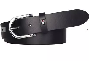 Tommy Hilfiger Womens Danny Leather Belt Black 85cm (fits 32”-34”) New RRP £40 - Picture 1 of 5