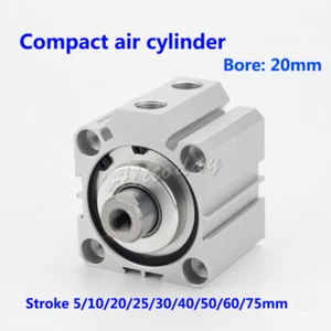 Bore 20mm stroke double acting SDA 20 compact air pneumatic piston cylinder male - Picture 1 of 4