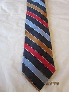 Paul Fredrick Blue Striped Silk Neck Tie - Picture 1 of 2
