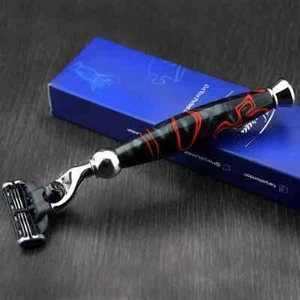 Triple Edge Razor Newly Deigned Handle Black & Red Mach3 Cartridge Razor for Men - Picture 1 of 5