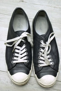 CONVERSE JACK PURCELL Schwarz Leder Sneaker Herren 10,5 Tennisschuhe Turnschuhe - Bild 1 von 4