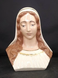 Madonna Jungfrau Maria Porzellan Büste 6 Zoll groß Gold um 1953 OBO - Bild 1 von 7