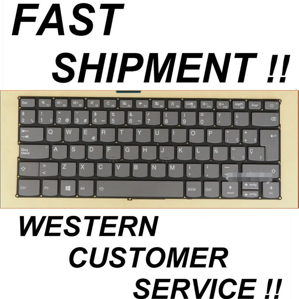 NEW Spanish keyboard for Lenovo V720-14 V720-14IKB GREY BACKLIT Latin - Image 1 of 1