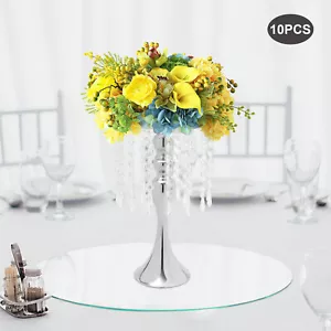 10 pcs Crystal Flower Stand Wedding Centerpieces Tables Metal Flower Vase Decor - Picture 1 of 20