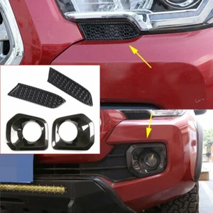 Carbon Fiber Front Bumper Headlight Fog Light Trim For T@yota T@coma 2016-20 ABS - Foto 1 di 12