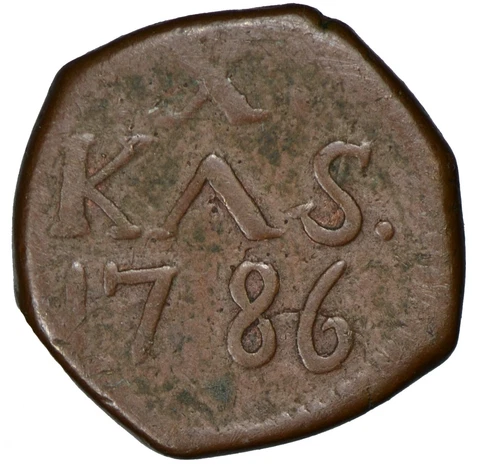 DANISH INDIA (Tranquebar) X Cash 1786 Copper VF Christian VII Free Shipping Cover