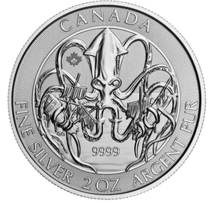 Moneda de plata 9999 de 2 oz The KRAKEN Creatures of the North 2020 BU Coin Canada RCM - Imagen 1 de 2