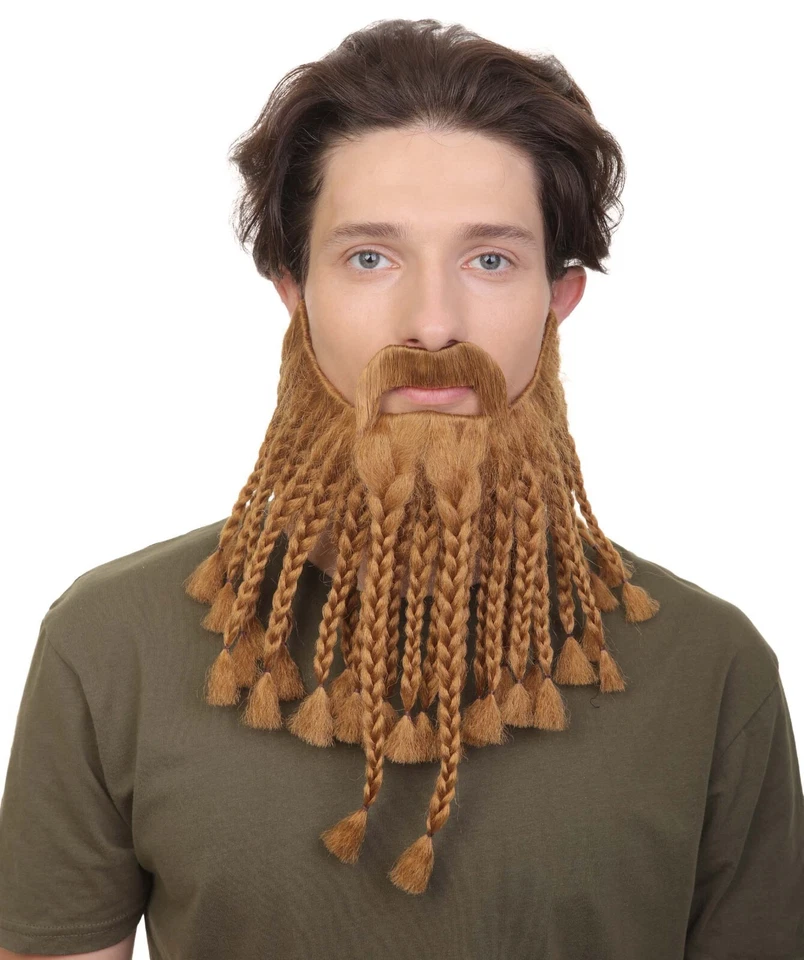 HPO Adult Men's Blonde Braided Vikings Beard and Mustache - Image 1 of 4