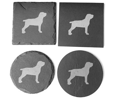 ALBA LASER PRODUCTS Bracco Italiano Dog Slate Coasters Engraved Coffee Coaster Gift Set