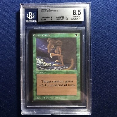 MTG BETA C G Giant Growth BGS 8.5 NM-MT+ (with 9.5 surface,9 corners/edges) 1993 - Image 1 of 2