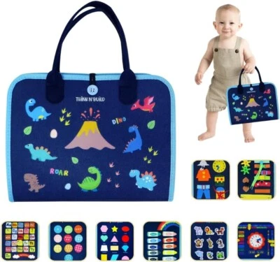 Tablero ocupado de fieltro Montessori para niños pequeños, juguete sensorial interactivo, libro silencioso Foto 1 de 4