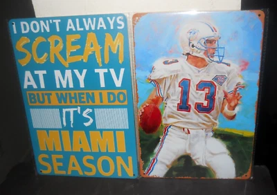 Duas novas placas de parede de metal Miami Dolphins 12 x 8 inclui Marino frete grátis - Imagem 1 de 4