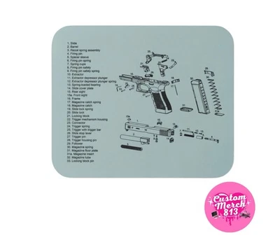 Alfombrilla de ratón Glock lista de piezas tamaño estándar antideslizante Foto 1 de 4