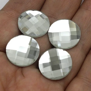 25 Clear Faceted Round Flatback Glass Crystal Rhinestone Gems 18mm No Hole - Picture 1 of 3