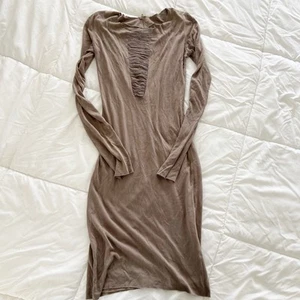 Raquel Allegra Shredded Distressed Front Long Sleeve Mini Dress Medium - Picture 1 of 11