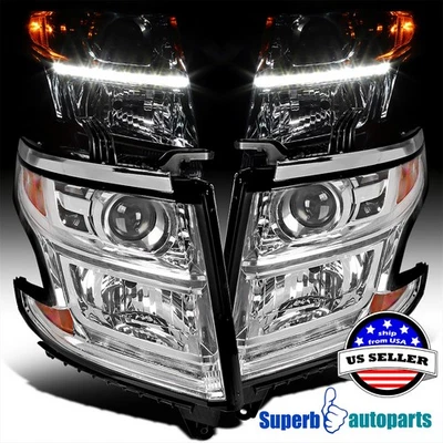 Fits 2015-2020 Chevy Tahoe Suburban Projector Headlights Signal Lamps 15-20 Bar — 第 1/4 张图片