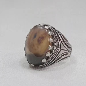Anillo de piedra de ágata musgo yemení de plata de ley 925 tamaño 7,75 us - Imagen 1 de 7