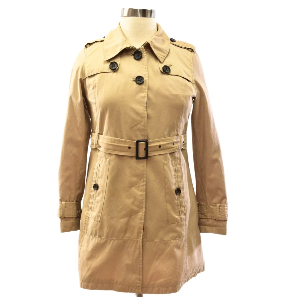 Trench coat Green Envy caqui para mujer chaqueta con cinturón doble botonadura de mezcla de algodón Foto 1 de 4