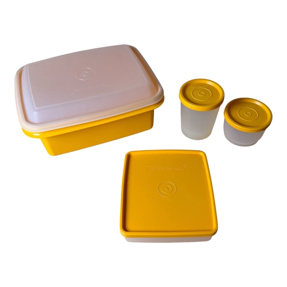 Vintage Tupperware Yellow Modular Mates Canisters Storage Containers Set of 4 - Image 1 of 4