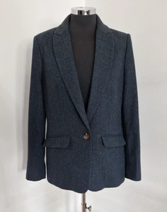 Joules Tweed Jacket UK 12 Navy Herringbone Wool Country Blazer Bramble Womens - Picture 1 of 10
