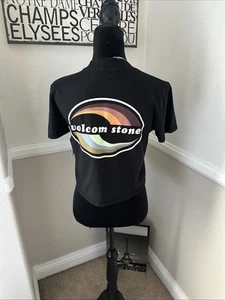 NWT Volcom Stone Cropped Surf Pocket Baby Tee Organic Cotton T Shirt Black XS - Picture 1 of 9